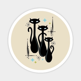 Modern Meows Atomic Age Black Kitschy Cats Magnet